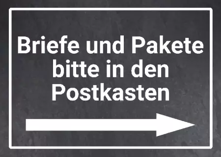 Hinweis Briefe und Pakete bitte in den Postkasten Bild
