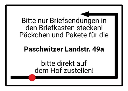 Hinweis Briefsendungen in den Briefkasten stecken Bild